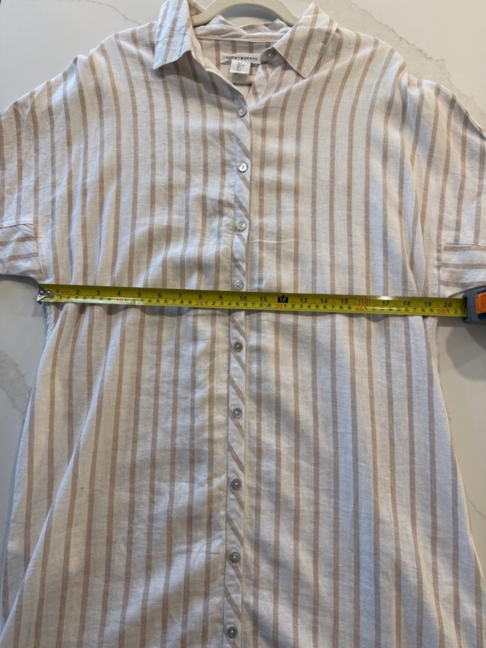Lucky Brand Linen Striped Button-Front Dress - Picture 5 of 6